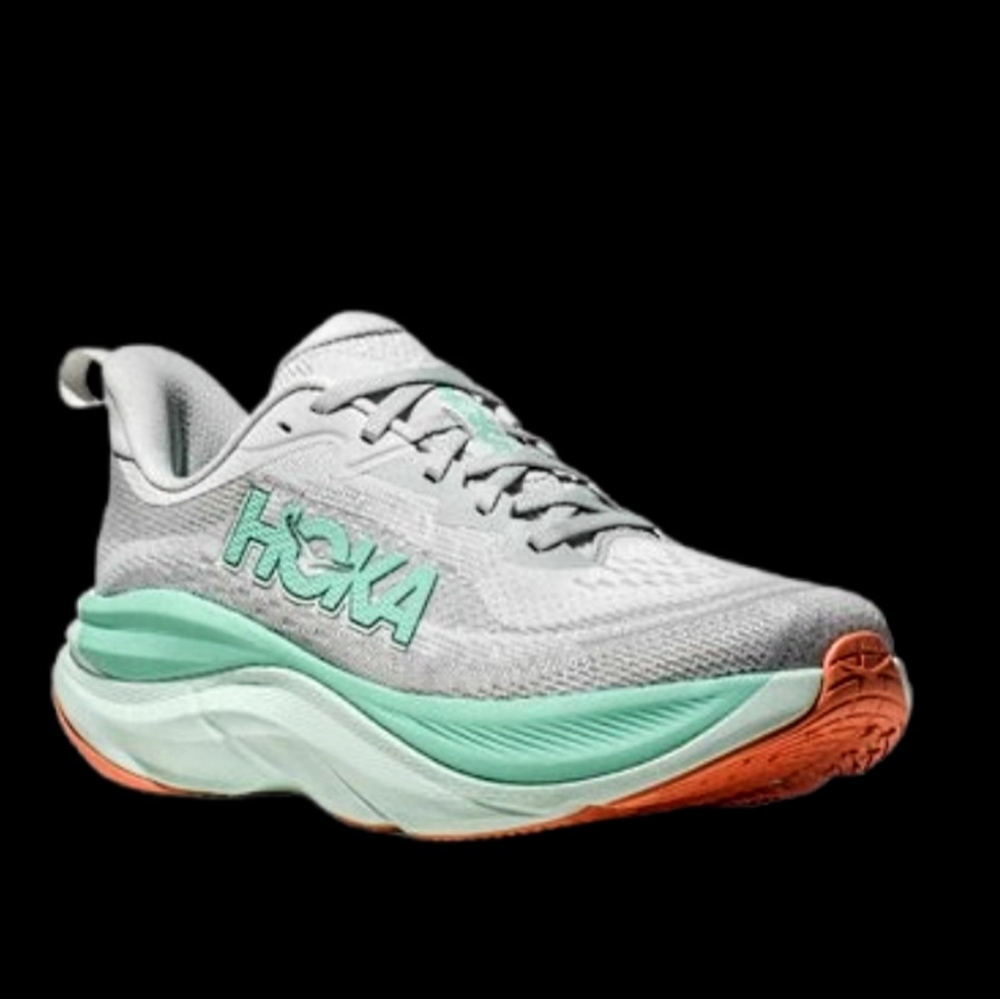 Hoka One One Skyflow Running Womens Size 9.5B Cosmic Grey Seafoam Mint Orange